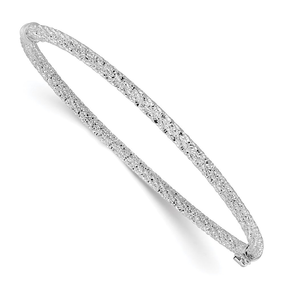 14K Gelb & Rhodium Rhodiniert Platin Poliert/texture/dia Schliff Gedreht Klappbar Armreif
