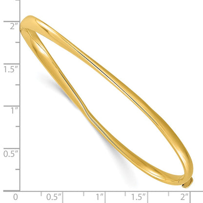 14K Gelbgold Poliert Gedreht Klappbar Armreif Armband