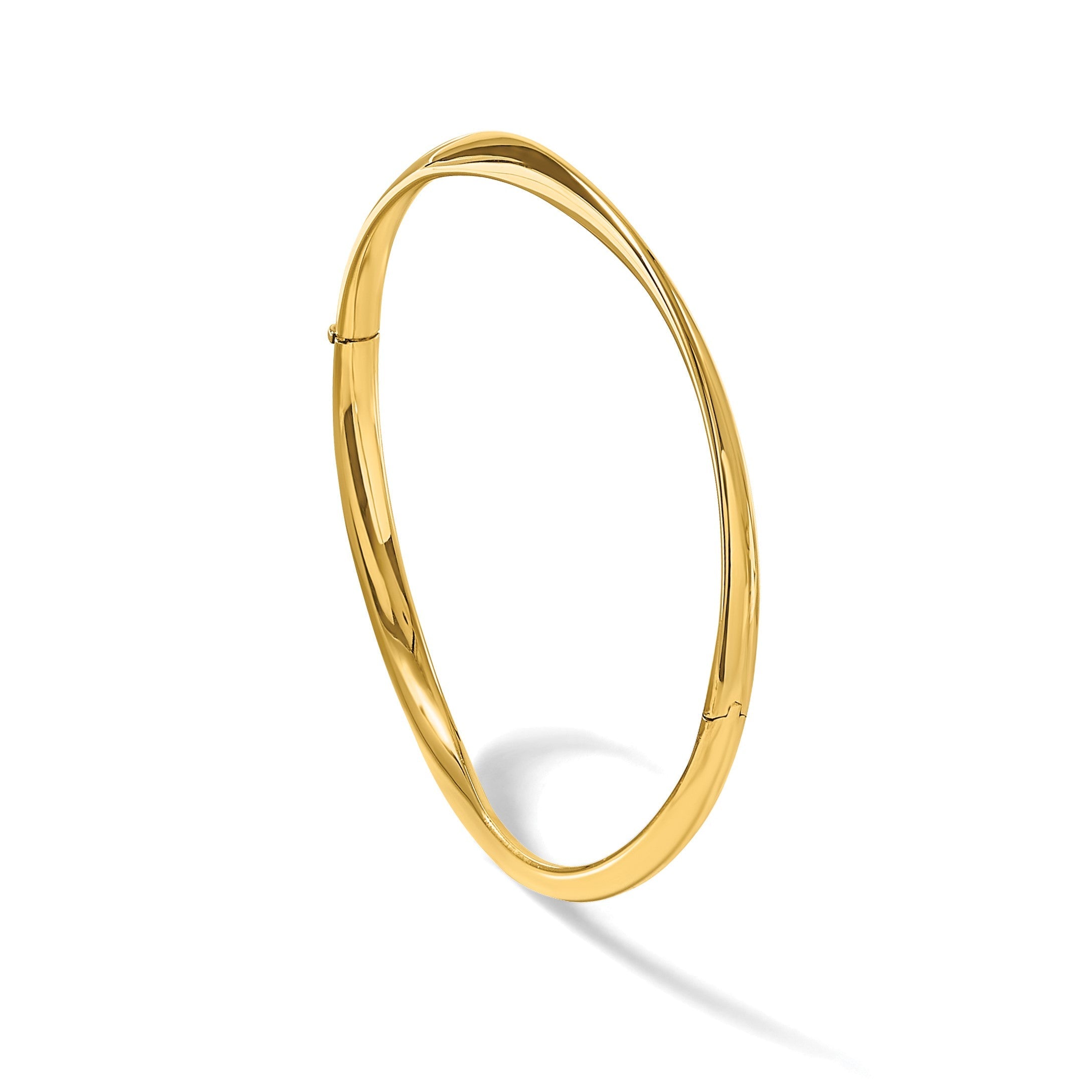 14K Gelbgold Poliert Gedreht Klappbar Armreif Armband