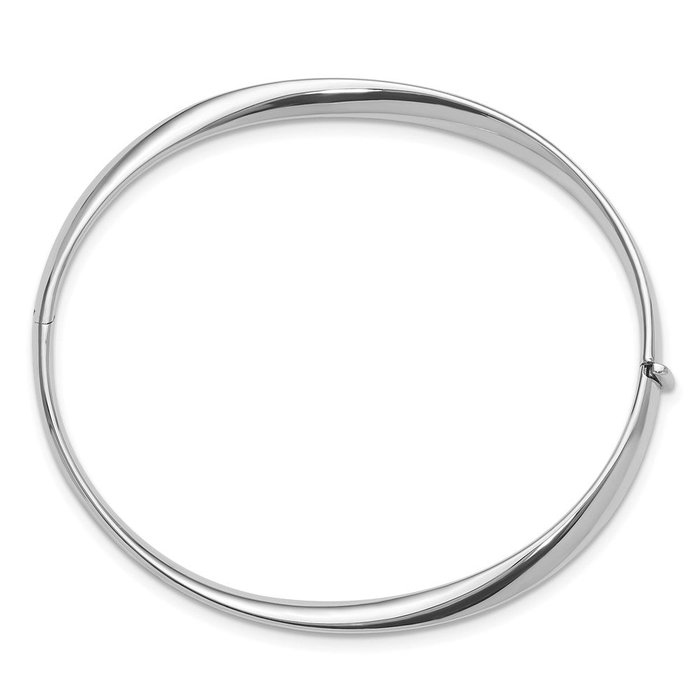 14K Weißgold Poliert Gedreht Klappbar Armreif Armband