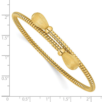 14K Gelbgold Poliert und Gebürstet Bypass Manschette Armreif