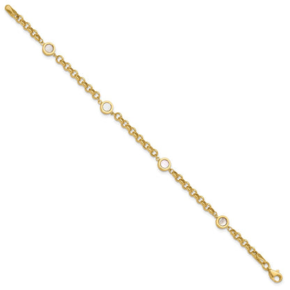 14K Gelbgold Poliert Perlmutt Glieder Armband
