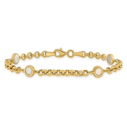 14K Gelbgold Poliert Perlmutt Glieder Armband