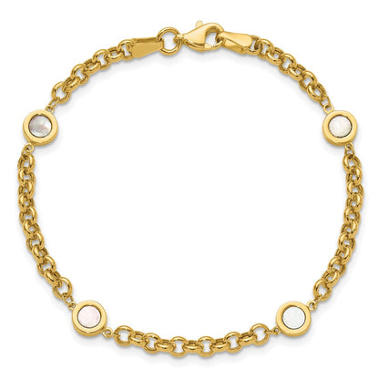 14K Gelbgold Poliert Perlmutt Glieder Armband