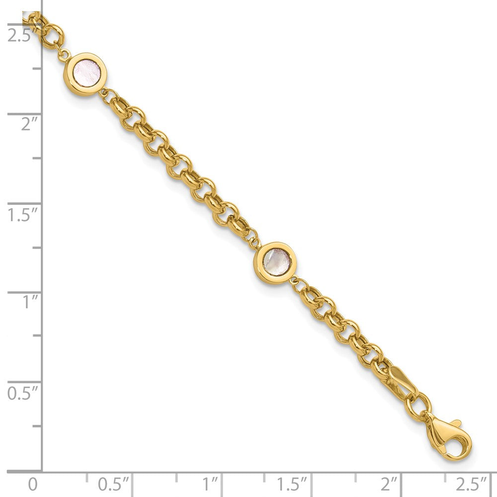 14K Gelbgold Poliert Perlmutt Glieder Armband