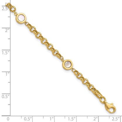 14K Gelbgold Poliert Perlmutt Glieder Armband