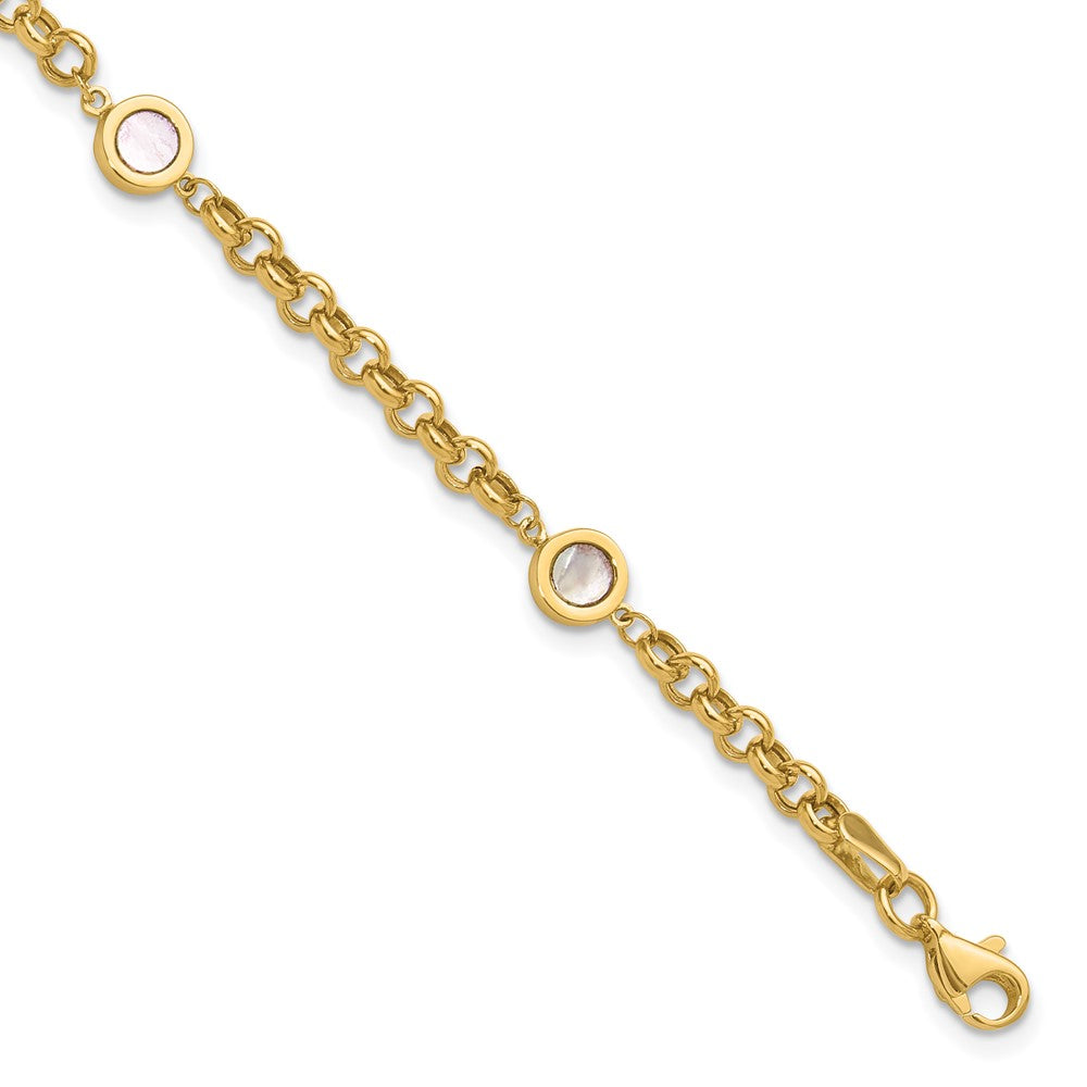 14K Gelbgold Poliert Perlmutt Glieder Armband