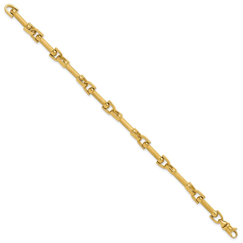 14K Gelbgold Poliert und Satiniert Fantasieglieder Armband