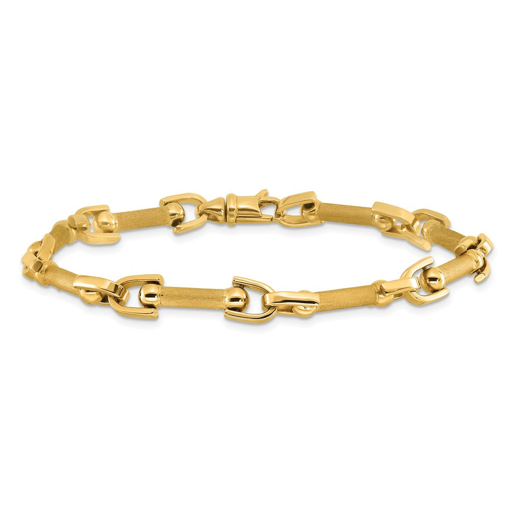 14K Gelbgold Poliert und Satiniert Fantasieglieder Armband