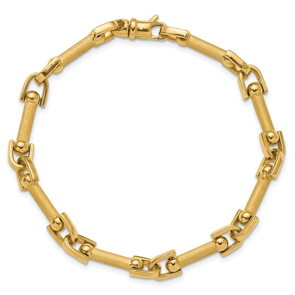 14K Gelbgold Poliert und Satiniert Fantasieglieder Armband