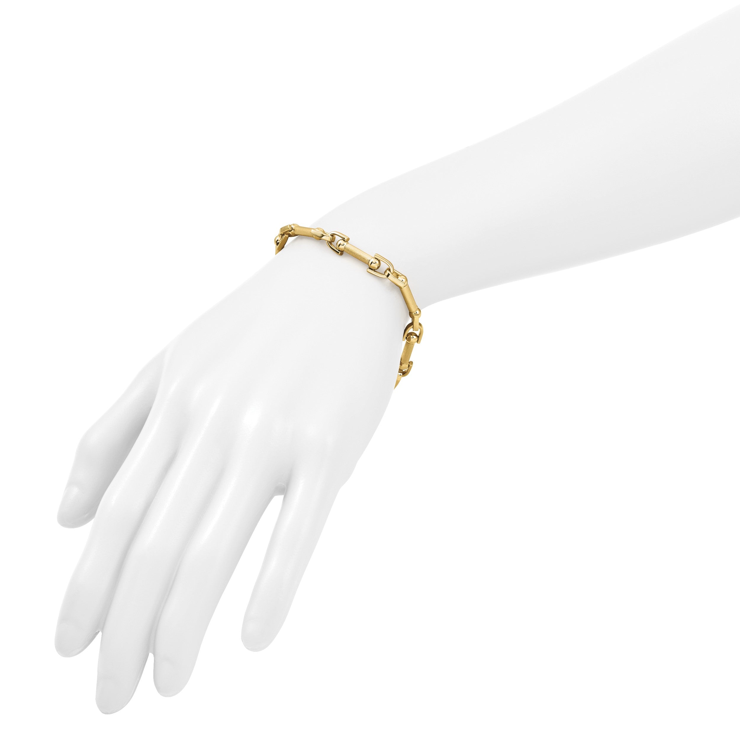 14K Gelbgold Poliert und Satiniert Fantasieglieder Armband