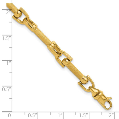14K Gelbgold Poliert und Satiniert Fantasieglieder Armband
