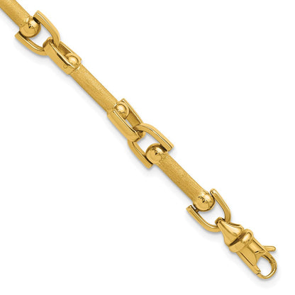 14K Gelbgold Poliert und Satiniert Fantasieglieder Armband
