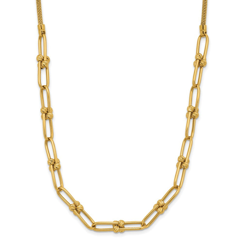14K Gelbgold Poliert und Diamantiert Fantasieglieder Halskette