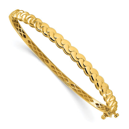 14K Gelbgold Poliert Gemustert Klappbar Armreif
