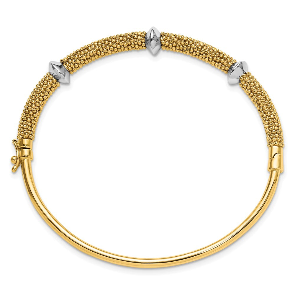 14K Bicolor Poliert und Strukturiert Klappbar Armreif