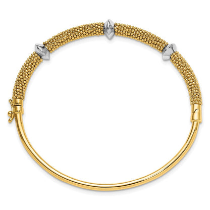 14K Bicolor Poliert und Strukturiert Klappbar Armreif