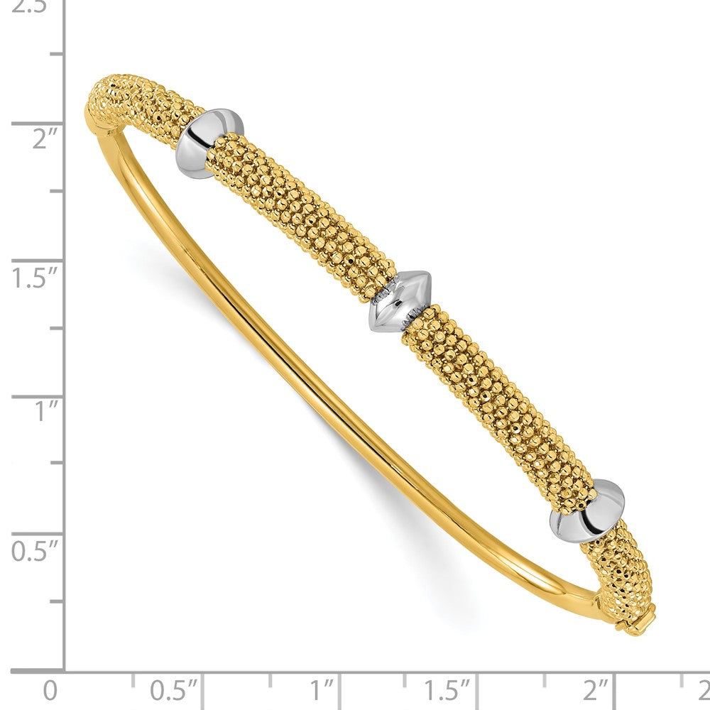 14K Bicolor Poliert und Strukturiert Klappbar Armreif