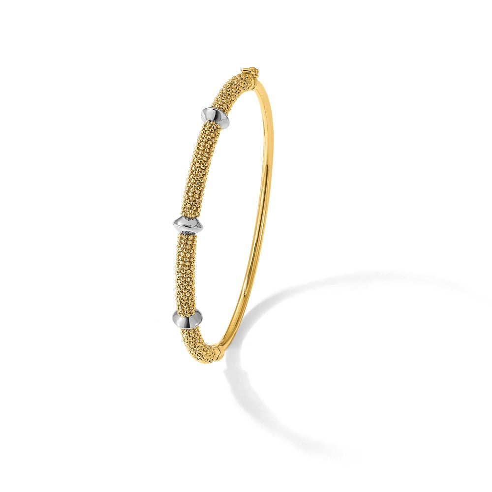 14K Bicolor Poliert und Strukturiert Klappbar Armreif