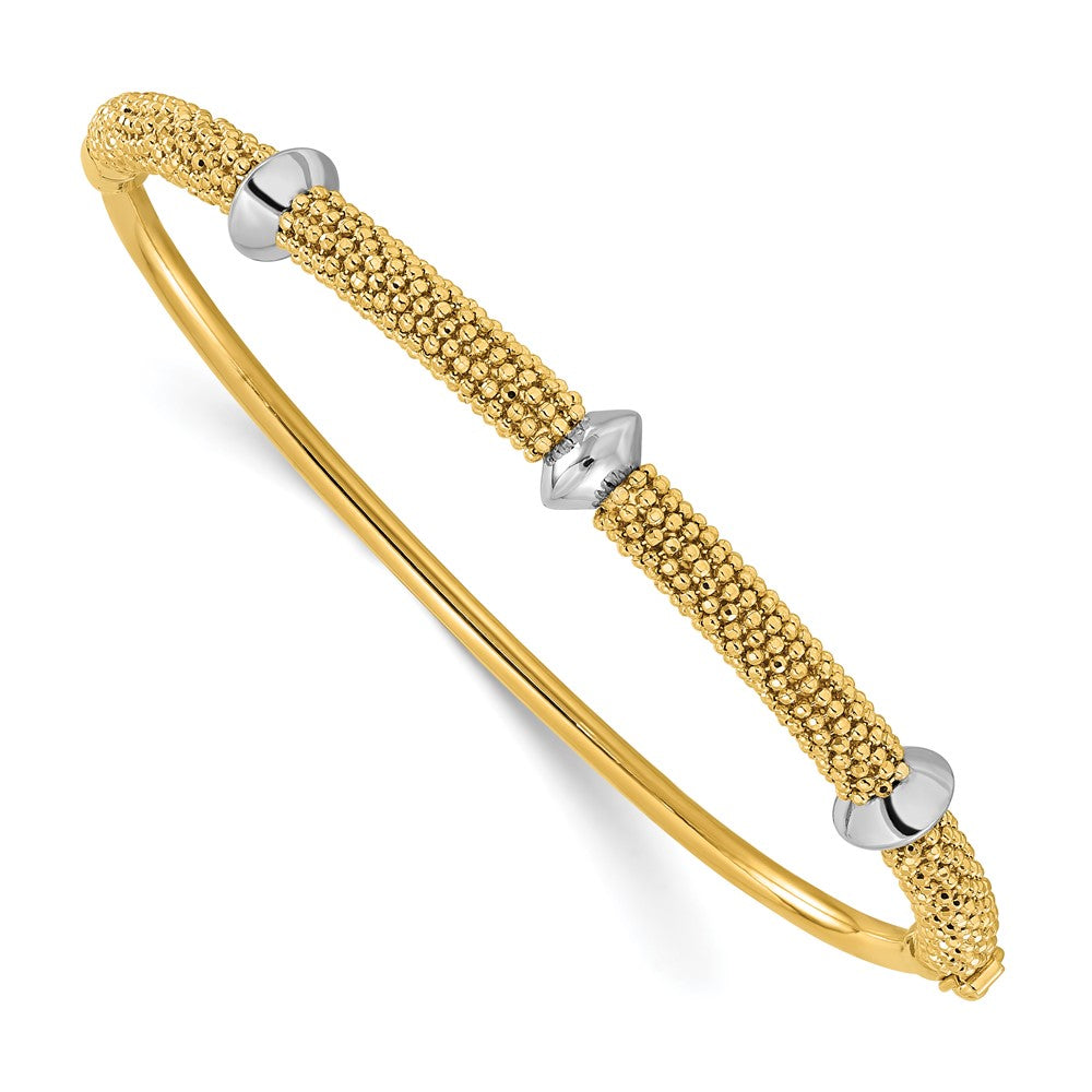 14K Bicolor Poliert und Strukturiert Klappbar Armreif