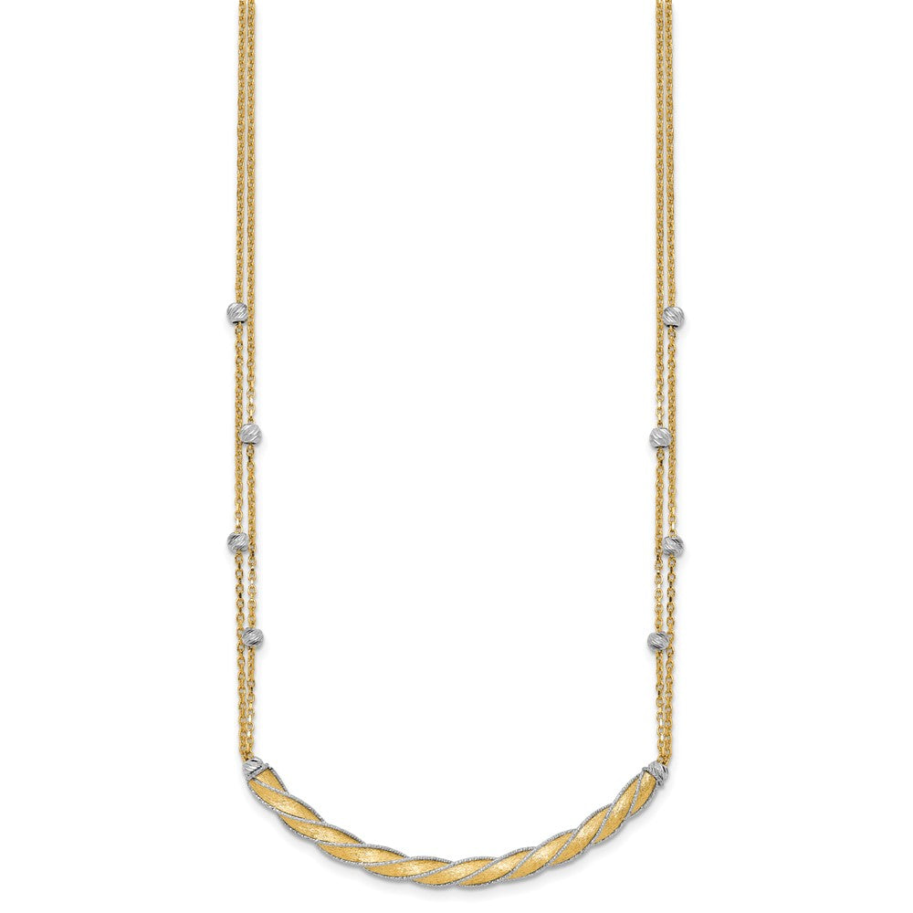 14K Bicolor Poliert/satin/dia Schliff Stab 2 Zoll Verlängerung. Halskette