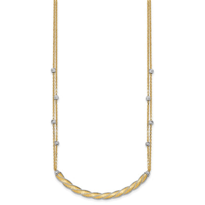 14K Bicolor Poliert/satin/dia Schliff Stab 2 Zoll Verlängerung. Halskette