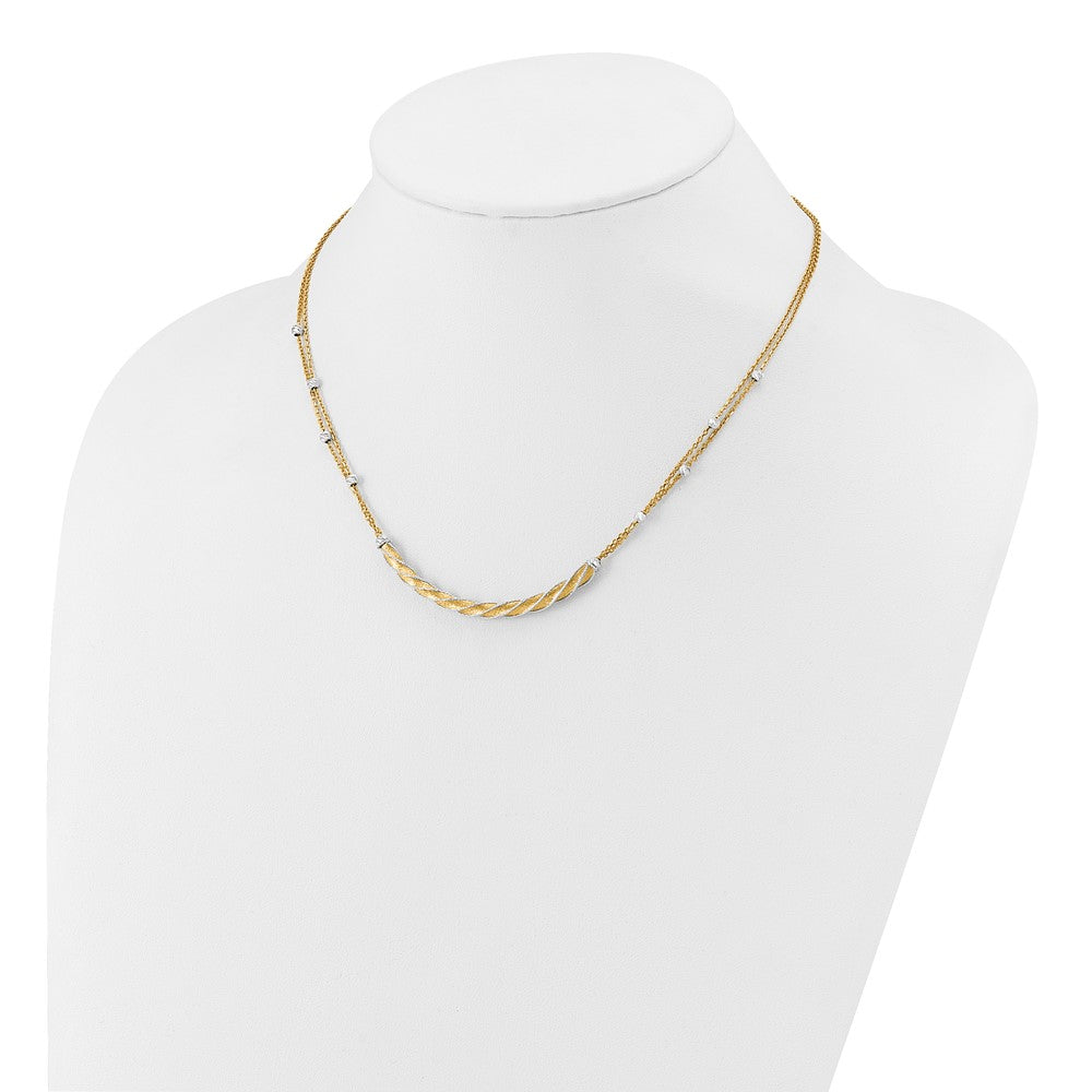 14K Bicolor Poliert/satin/dia Schliff Stab 2 Zoll Verlängerung. Halskette