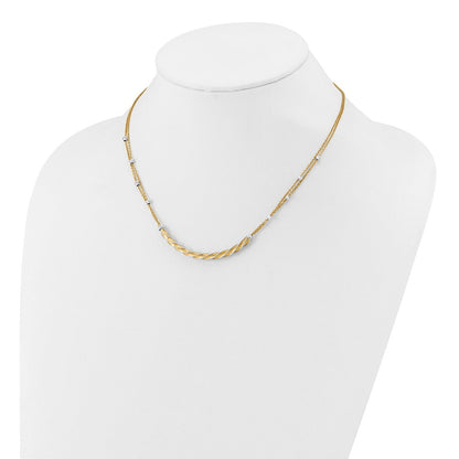14K Bicolor Poliert/satin/dia Schliff Stab 2 Zoll Verlängerung. Halskette