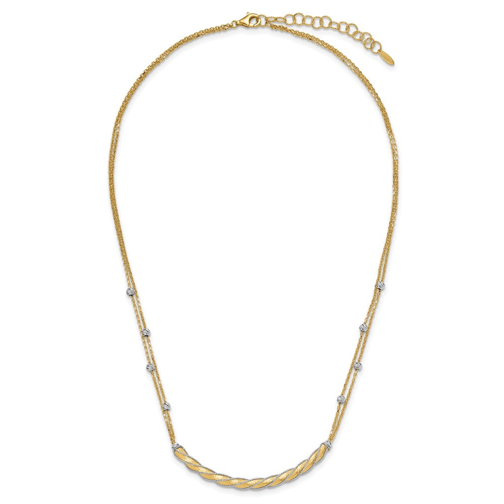 14K Bicolor Poliert/satin/dia Schliff Stab 2 Zoll Verlängerung. Halskette