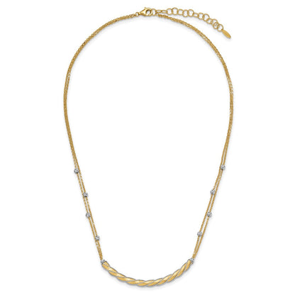 14K Bicolor Poliert/satin/dia Schliff Stab 2 Zoll Verlängerung. Halskette