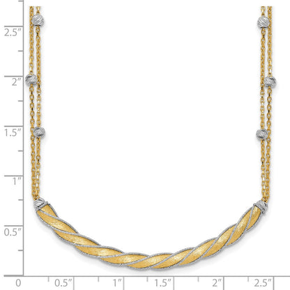 14K Bicolor Poliert/satin/dia Schliff Stab 2 Zoll Verlängerung. Halskette
