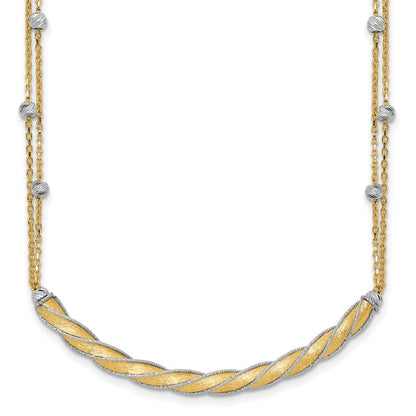 14K Bicolor Poliert/satin/dia Schliff Stab 2 Zoll Verlängerung. Halskette
