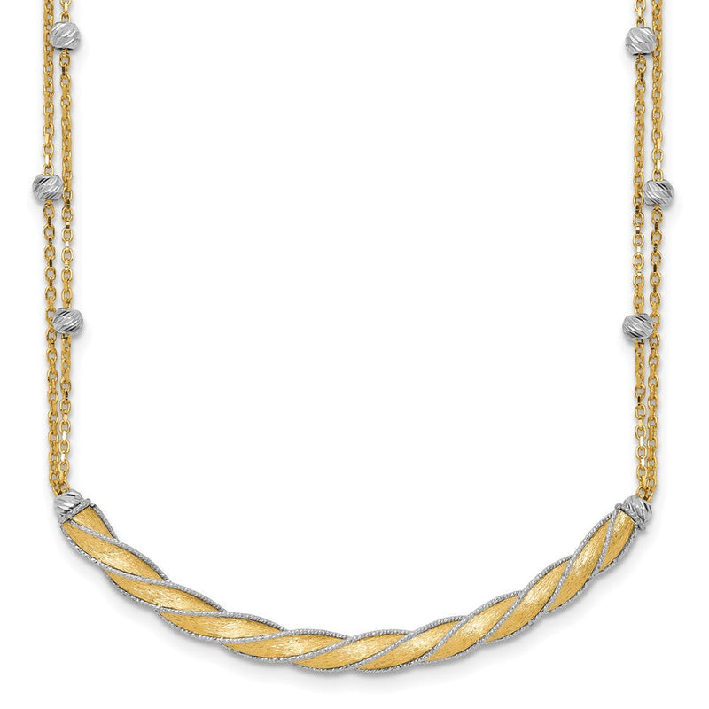 14K Bicolor Poliert/satin/dia Schliff Stab 2 Zoll Verlängerung. Halskette