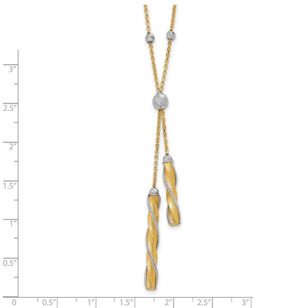 14K Bicolor Poliert/satin/dia Schliff Fantasie mit 2 Zoll Verlängerung. Halskette