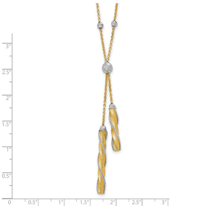 14K Bicolor Poliert/satin/dia Schliff Fantasie mit 2 Zoll Verlängerung. Halskette