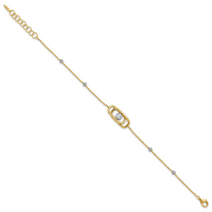 14K Bicolor Poliert / Diamant Schliff Fantasie mit 1 Zoll Verlängerung. Armband