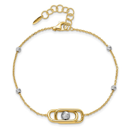 14K Bicolor Poliert / Diamant Schliff Fantasie mit 1 Zoll Verlängerung. Armband