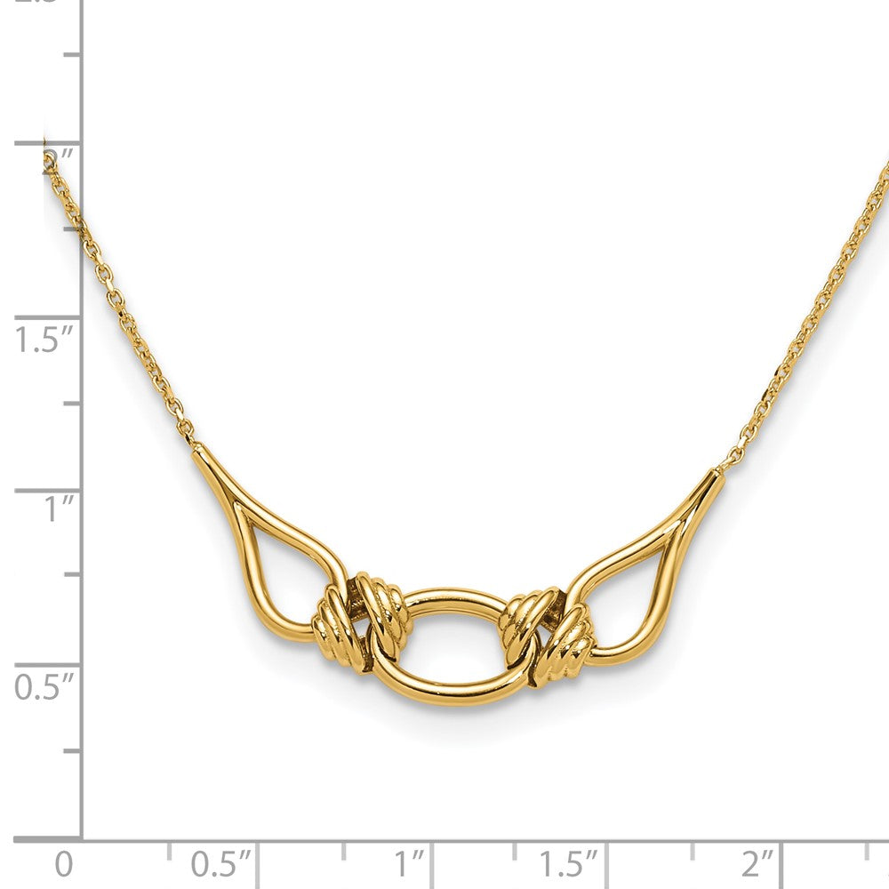14K Gelbgold Poliert Fantasie mit 2 Zoll Verlängerung. Halskette