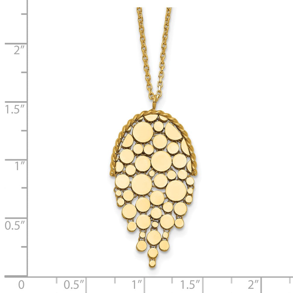 14K Gelbgold Poliert Fantasie mit 2 Zoll Verlängerung. Halskette