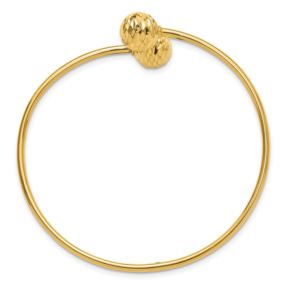 14K Gelbgold Poliert und Diamantiert Bypass Manschette Armreif