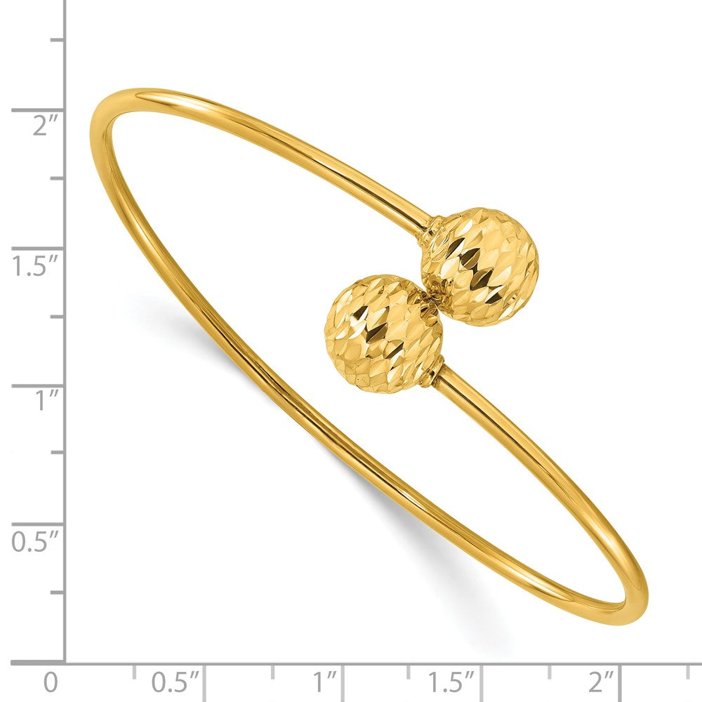 14K Gelbgold Poliert und Diamantiert Bypass Manschette Armreif