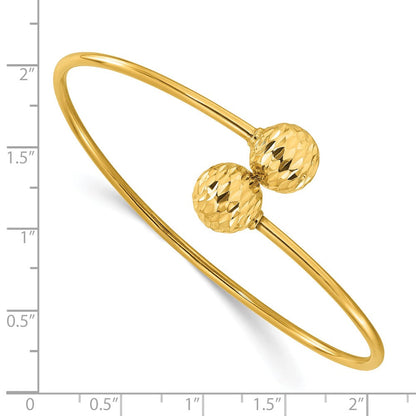 14K Gelbgold Poliert und Diamantiert Bypass Manschette Armreif