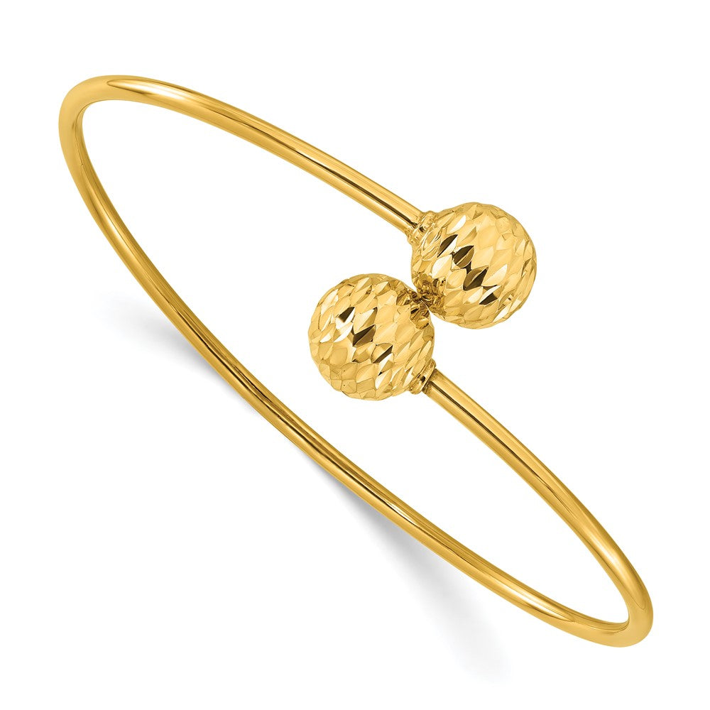 14K Gelbgold Poliert und Diamantiert Bypass Manschette Armreif
