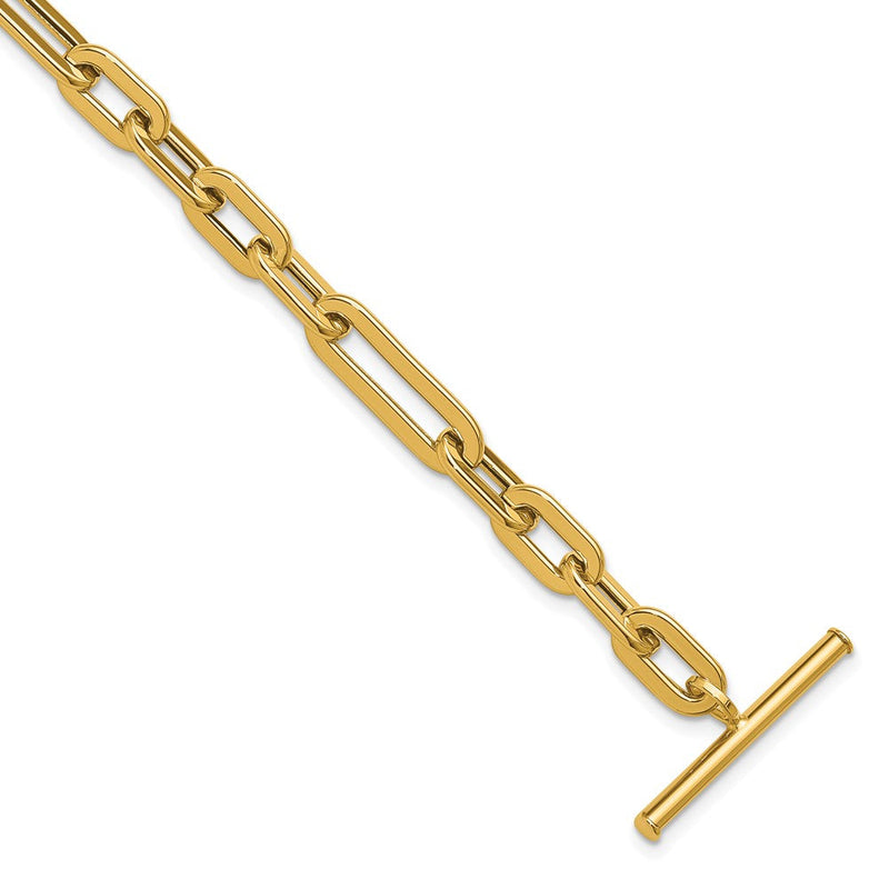 14K Gelbgold Poliert Fantasieglieder Knebel Verschluss Armband