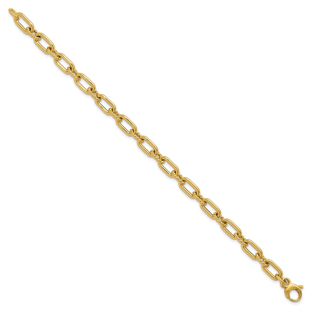 14K Gelbgold Poliert & Strukturiert Fantasieglieder Armband