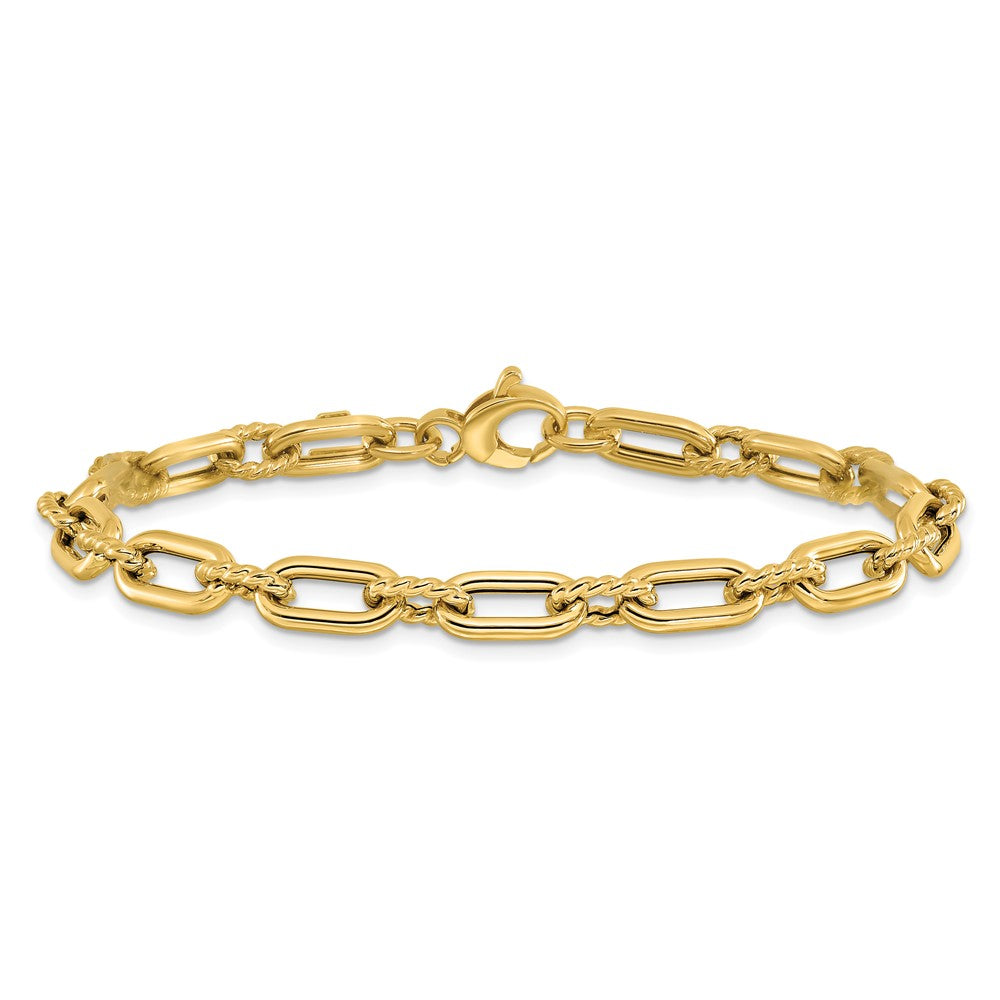 14K Gelbgold Poliert & Strukturiert Fantasieglieder Armband