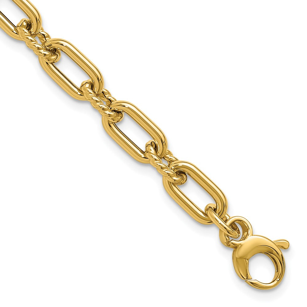 14K Gelbgold Poliert & Strukturiert Fantasieglieder Armband