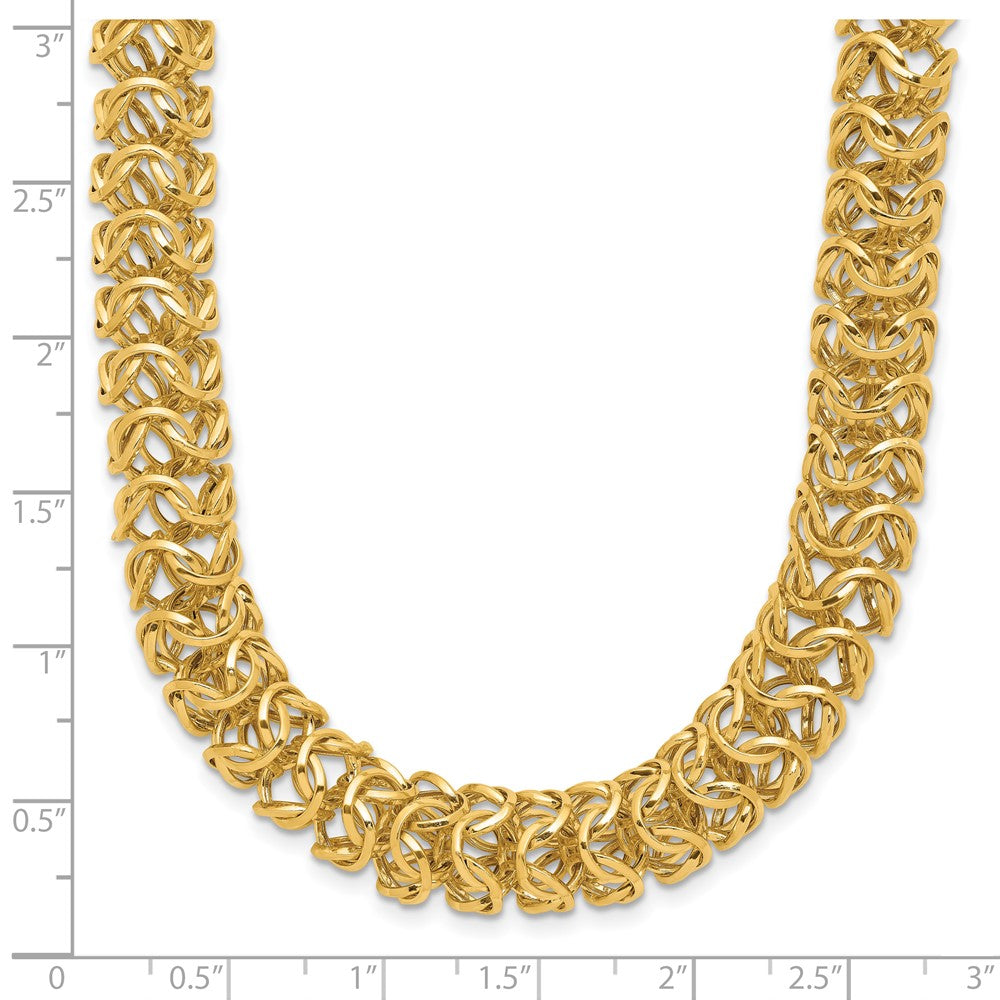 14K Gelbgold Poliert Geflochten Glieder Halskette