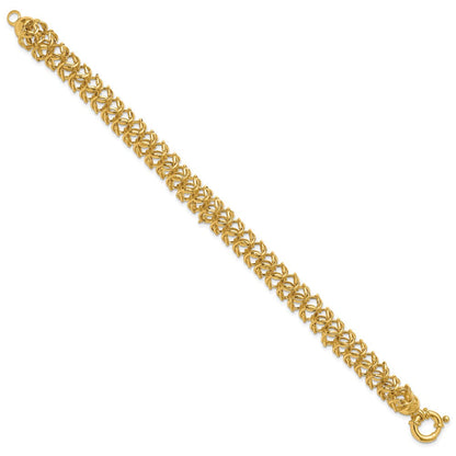 14K Gelbgold Poliert Geflochten Glieder Armband