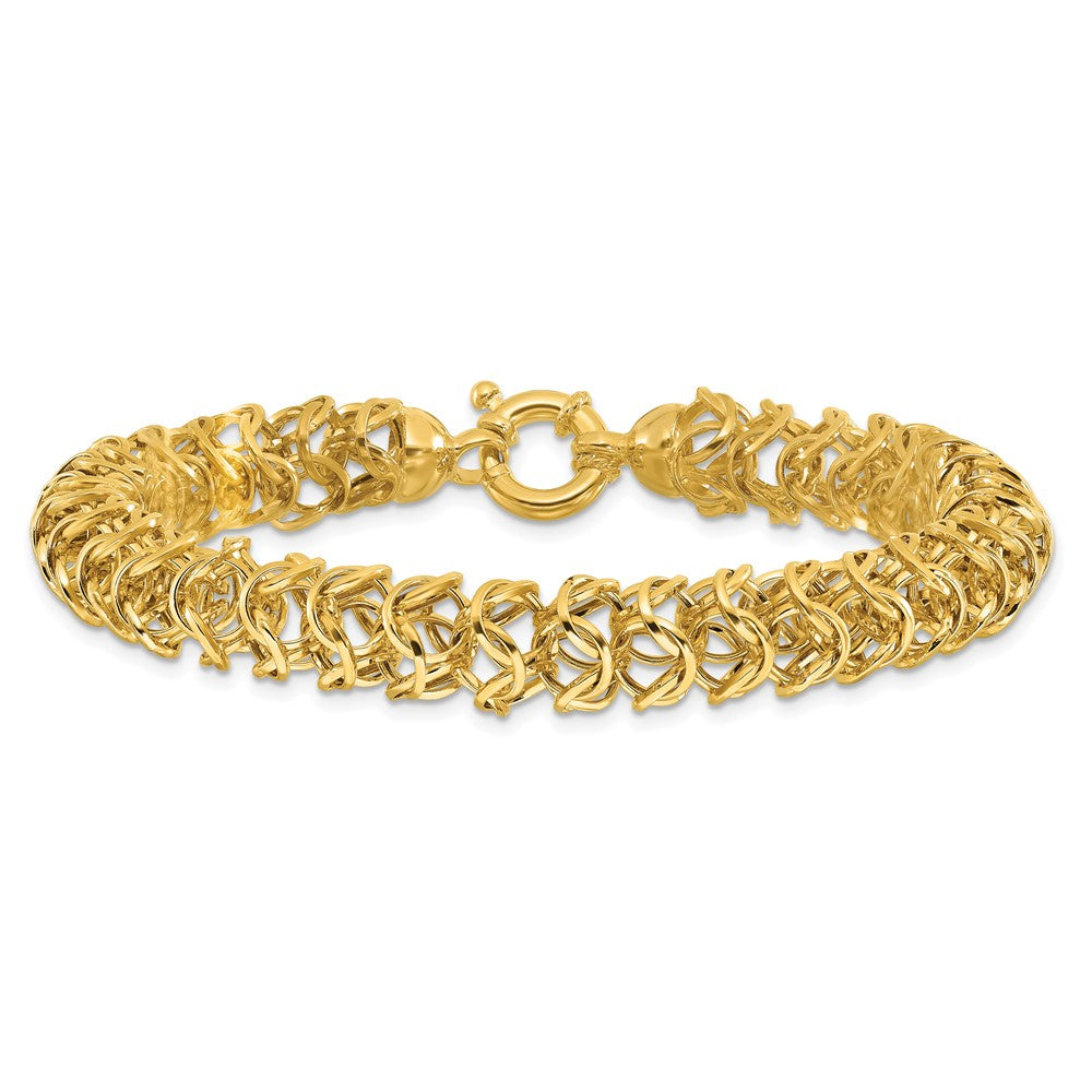 14K Gelbgold Poliert Geflochten Glieder Armband